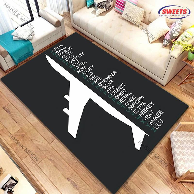 17 Style Airport Landing Strips Top View Aircraft Carpet Rug for Bedroom Living Room Home Sofa Decor, Kids Non-Slip Decor Mats