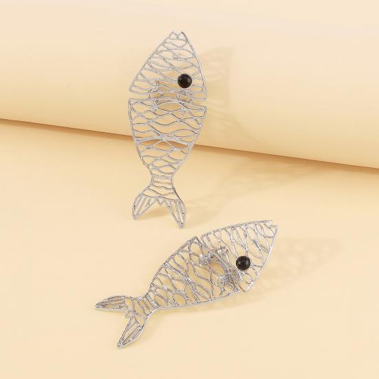 1 Pair Women Dangle Earrings Hollow Out Fish Shape Petal Stainless Alloy Exaggerated Ear Decoration Jewelry Long Hanging Earrings Party Prom Hanging