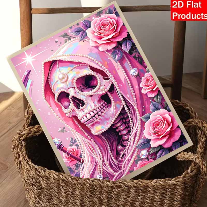 Halloween Pink Floral Pearl Painting Art Full Pearl Handmade Diy Home Decorations