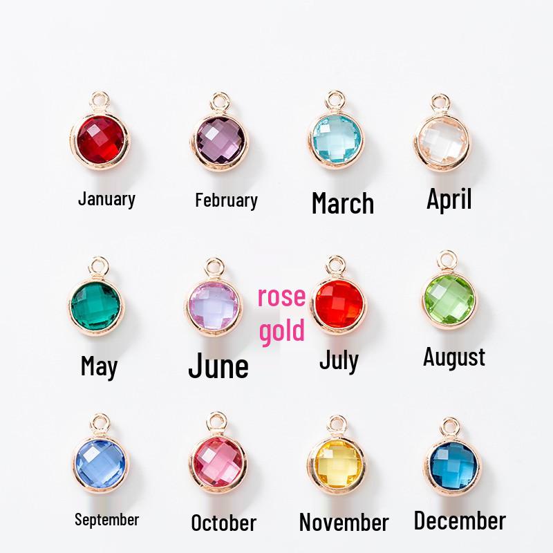 6mm Single Pendant Birthstone Jewelry - 12 Colors DIY Necklace & Earrings with K9 Glass