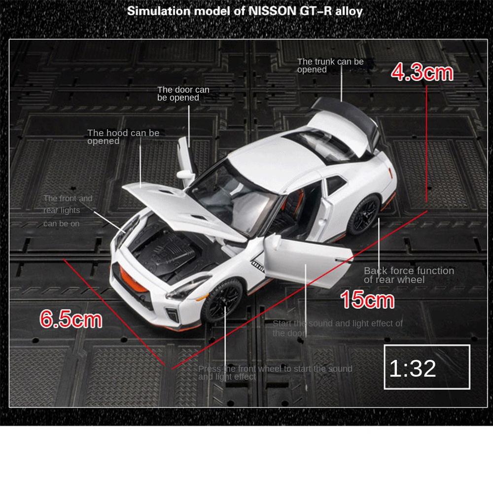 1/32 Adatto per GTR R35 50th Anniversary Mold Toys Car Toys Modelli di auto Giocattoli in metallo Serie di auto Giocattoli pullback per bambini