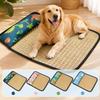 Summer Pets Cooling Rattan Mat with Neck Pillow Wear Resistant Anti-scratch Dogs Cats Cooling Sleeping Pad Puppy Cool Cushion