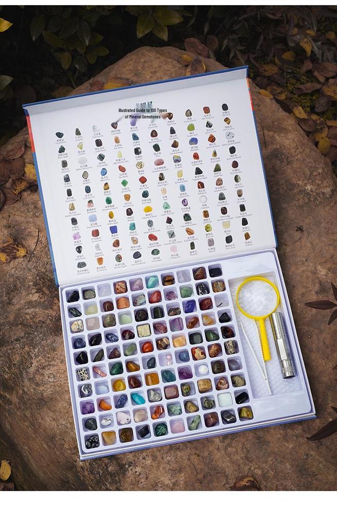 Earth Memory - 100 Raw Crystal Gemstones for Kids: Mineral Toy & Gift Set