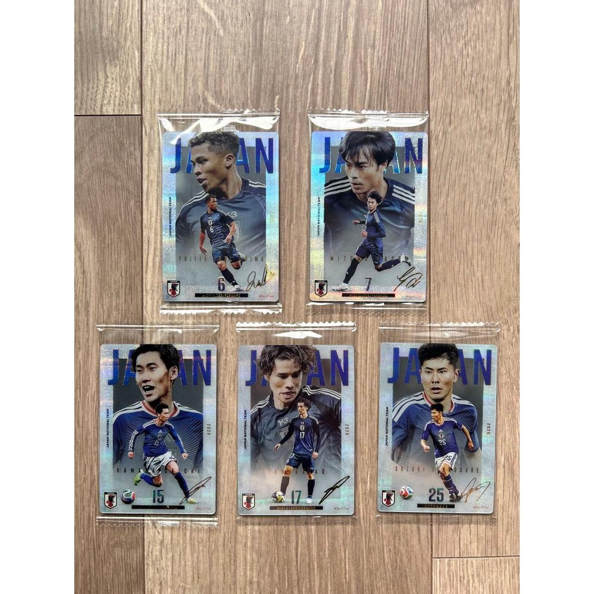 Used Japan national soccer team twin wafer rare cards 5 pieces