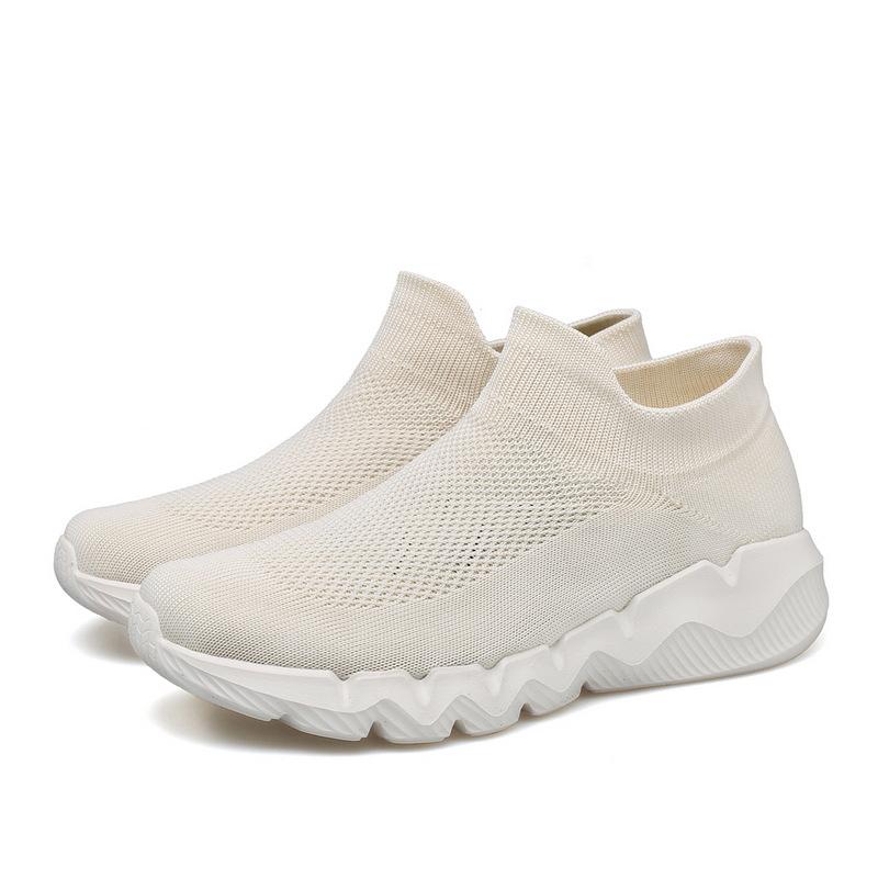 Fashion Women's Red Knit Socks Shoes Breathable Mesh Lightweight Non-slip Flat Shoes Women Outdoors Comfort Sport Shoes Ladies Sneakers