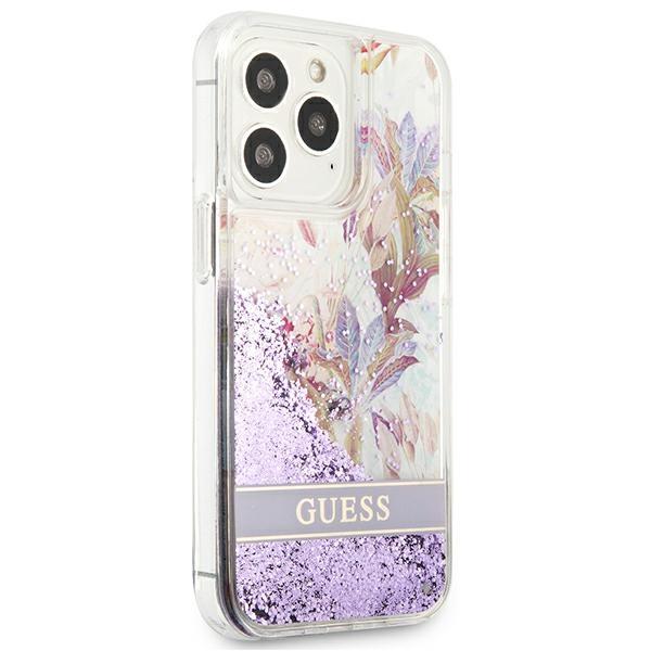 Guess Guhcp13Llflsu Iphone 13 Pro / 136,1 Fioletowy/Purple Hardcase Flower Liquid Glitter
