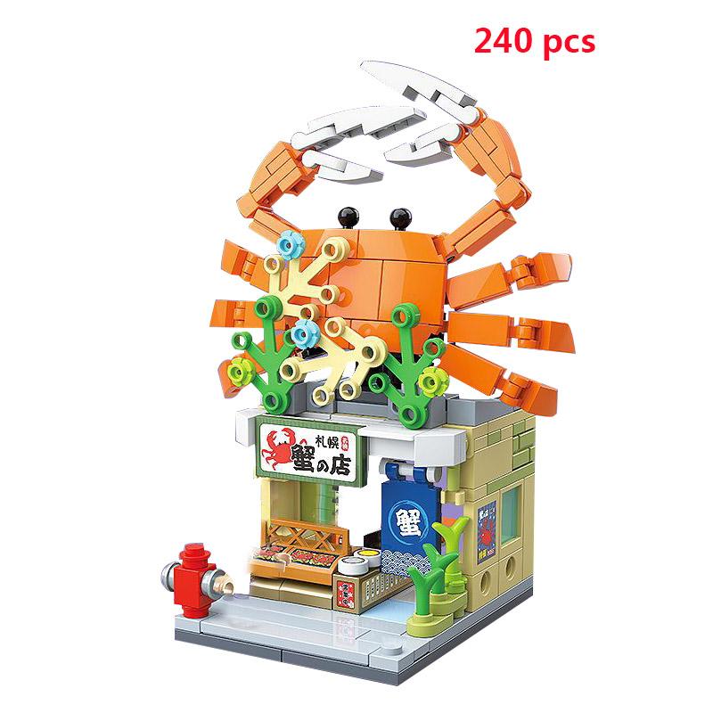 For Retail Store Architecture City Miniature Street VieBuilding Blocks House Food Shop Cafe Dinr Restaurant Model Toys