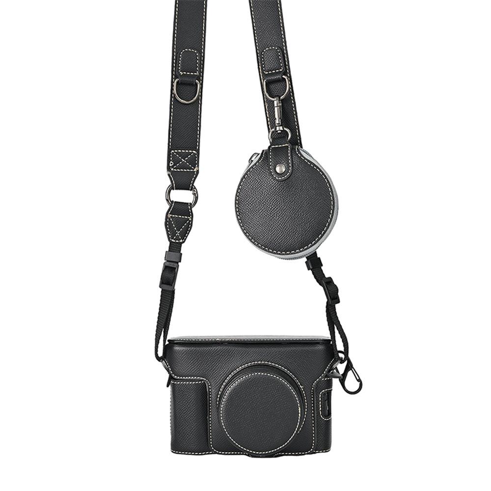 

Palm Print Luxury PU Leather Case For Fujifilm X100VI Camera Bag Battery Opening Full Body Cover With Mini Pouch Strap