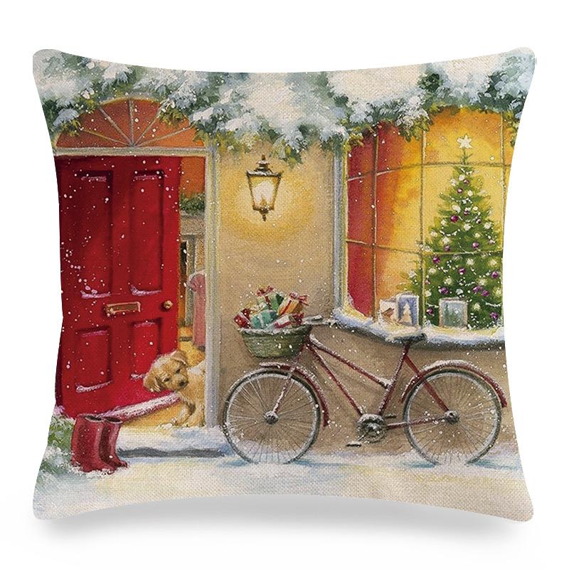 The cartoon Santa Claus is giving out gifts Digital printing short plush pillow covers for sofa office cushion cover home goods