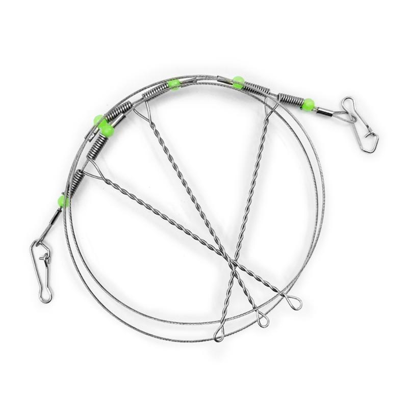 Fishing Rigs with Swivels Snap Connect Beads Line Tackle Rigs Fishing Leader Stainless Steel Wire Traces Leader Tackles