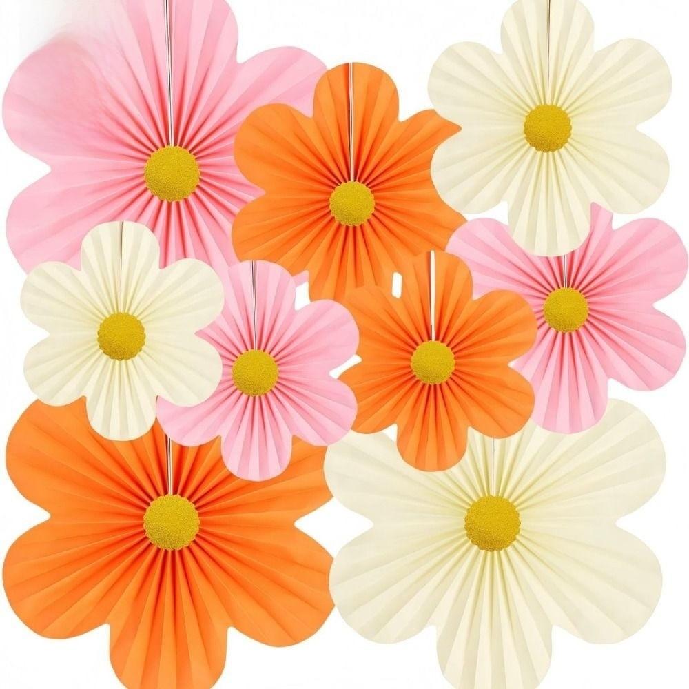 9 ks/sada DIY papírový vějíř květina růžové papírové vějíře narozeniny miminko svatební oslava dekorace