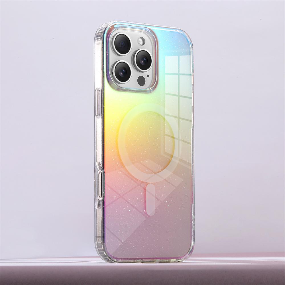 Applicable to Apple 17 mobile phone case matte skin sense magnetic case iphone13 color plating advanced sense protective case 16e