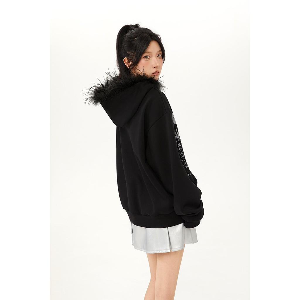 NEPLEURE Women's Casual Hooded Cardigan with Fur Collar