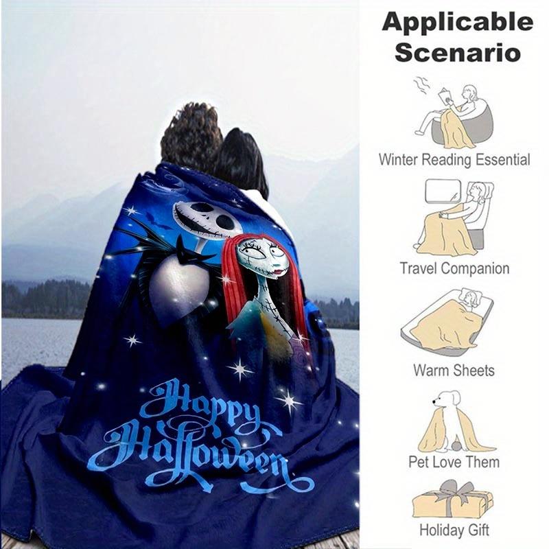 1pc The Nightmare Before Christmas Printing Blanket - Soft, All-Season Throw for Living Room, Bedroom,Personalized Gift with Adorable Cartoon Design