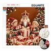 Framed Pearl Art DIY Kit with Christmas Nutcracker and Elf Pattern 3D Sparkling Bead Canvas Painting Handmade Holiday Gift for Home Decoration