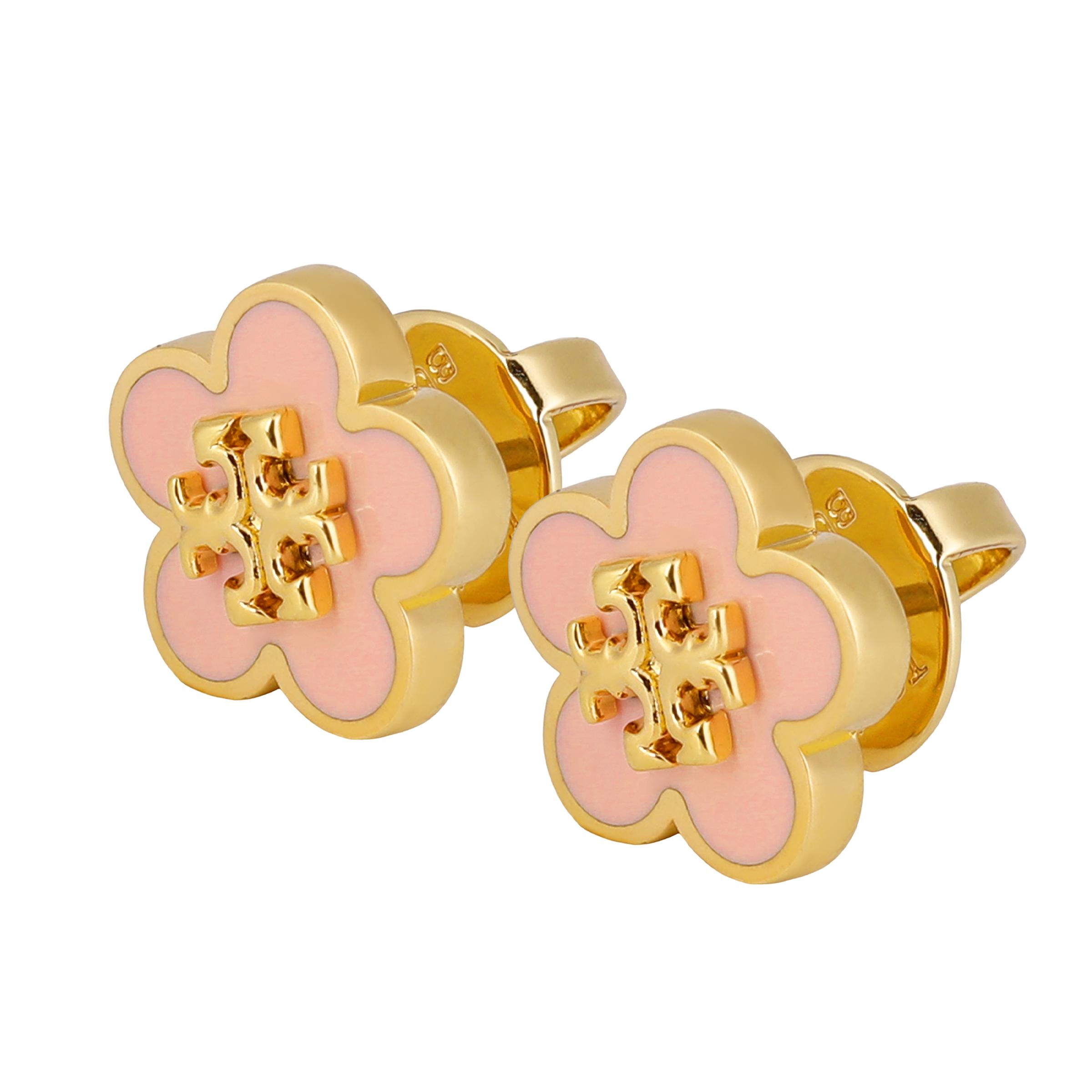 Tory Burch Fashion Trendy Sweet Brass Earrings Women earrings 147151-650 Pink,F
