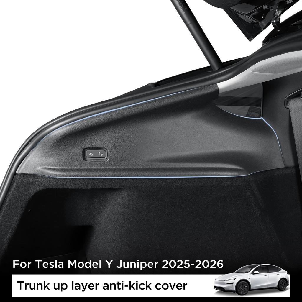 LUCKEASY for Tesla Model Y Launch 2025 2026 Juniper Rear Trunk Side Anti-Kick Pad Car Up Layer Coverage Protection Kit 2Pcs