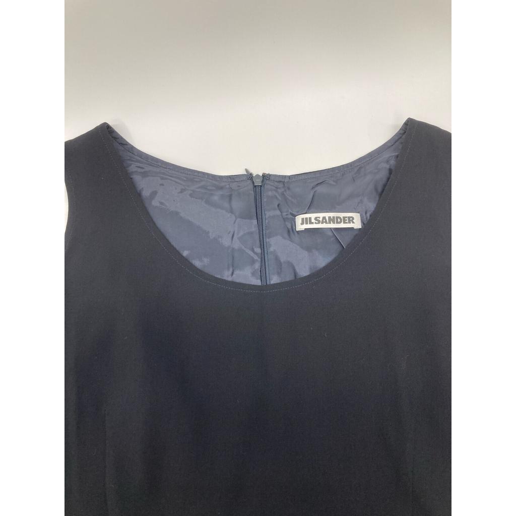 JIL SANDER Navy wool sleeveless one-piece dress 36 NavyUsed