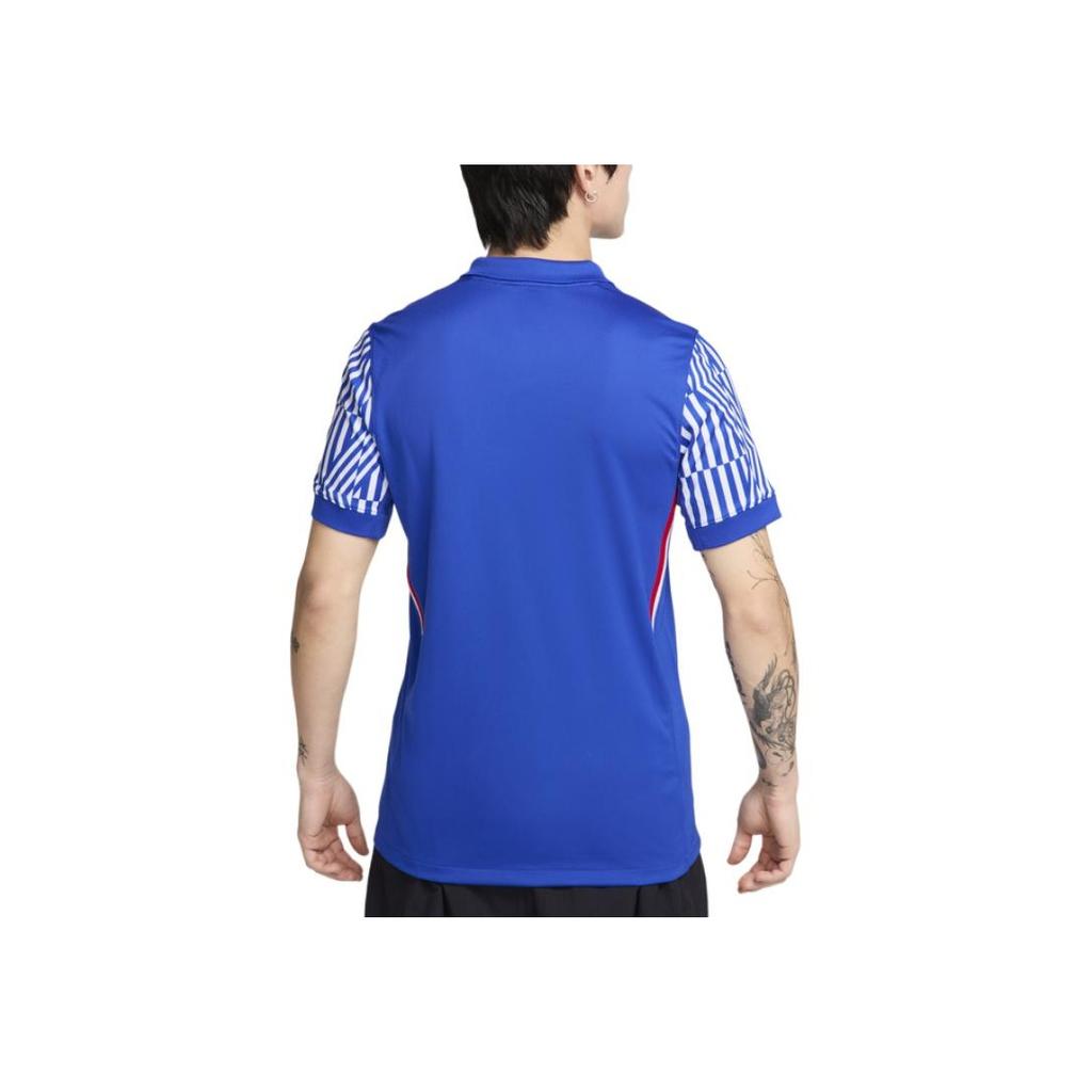 Nike Dri-Fit Versión de Aficionado Local Secado Rápido Cuello en V Manga Corta Camiseta de Fútbol para Hombre Campus-Royal HM6159-497