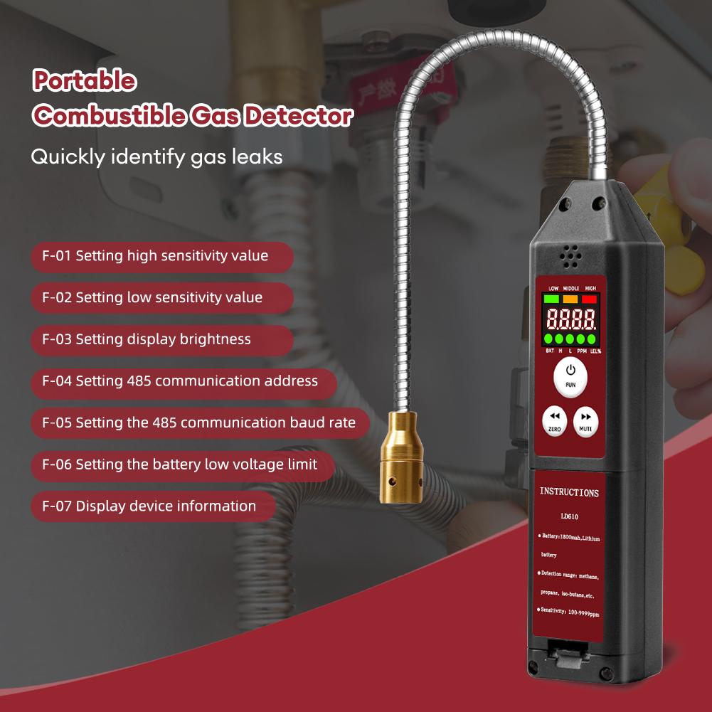 Gas Leak Detector CH4 Propane Butane Sensor Portable Combustible Gas Tester with Adjustable Sensitivity & Alarm