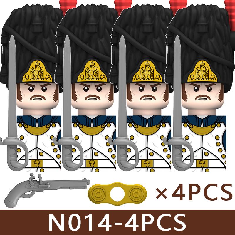 4pcs Medieval Castle Knight Building Blocks MIlitary Napoleon Soldier Figures War Army Legion Accessories Imperial Navy Bricks Toys