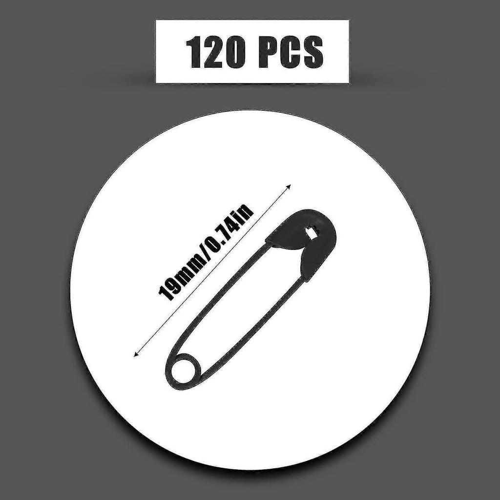 120 Pcs 19mm Mini Safety Pins Metal Safety Pins For Art Craft Sewing Jewelry Making (black) - CHUNCC
