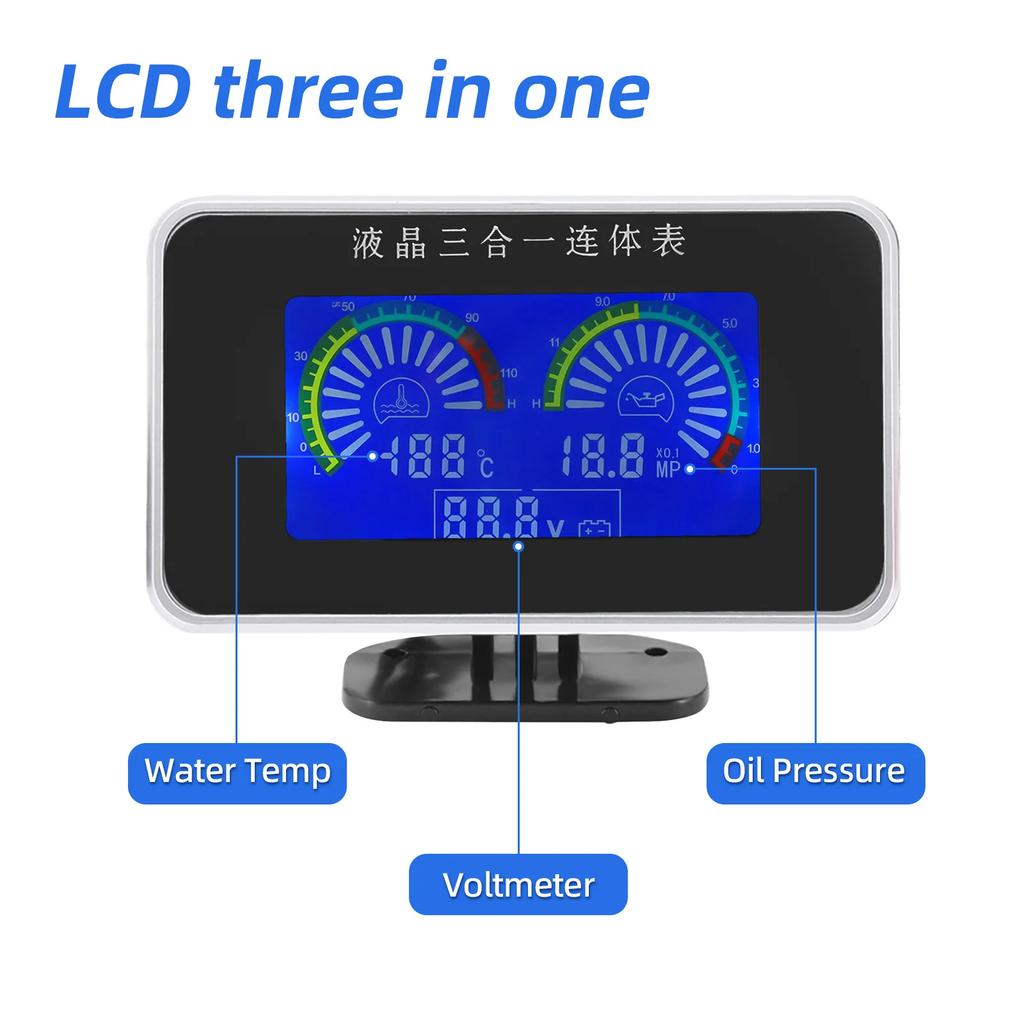 Multiple Combinations Car LCD Digital Gauge Oil Pressure Voltmeter Water Temperature Fuel Level Oil Temperature Meter For 12V