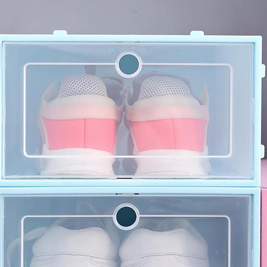 8pcs Foldable Clear Shoes Storage Box Plastic Stackable Shoe Organizer Waterproof Dust Proof Shoes Stand Storage Organizer