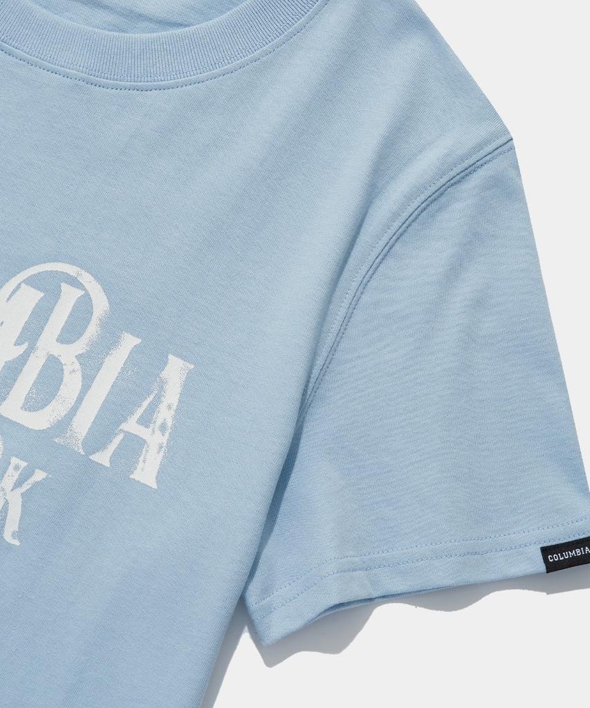 COLUMBIA UNIVERSITY Uni Women Curved Slim-Fit S/S T-Shirts_Light Blue