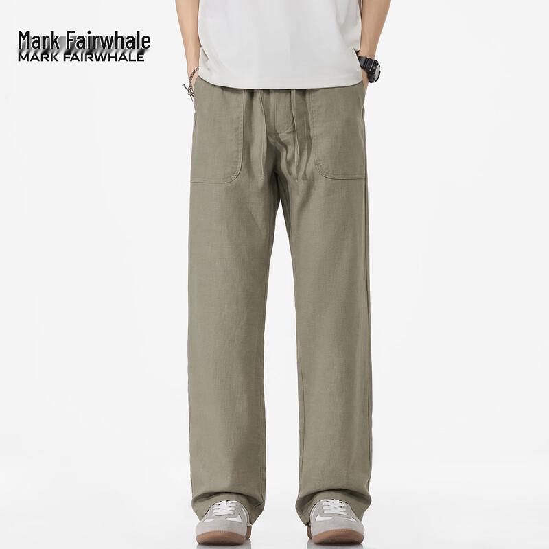 Mark Fairwhale Men's Breathable Ramie Blend Loose Straight Casual Pants