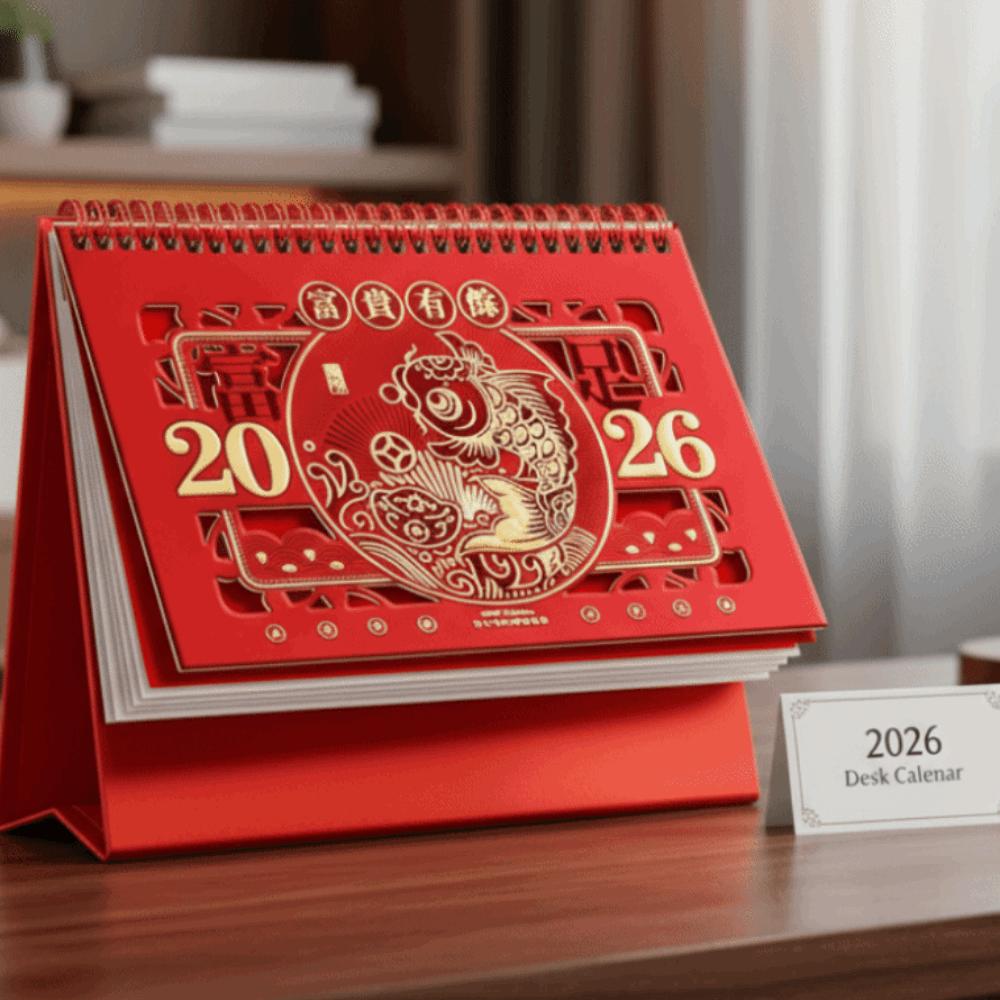 Chinese Style New Year Calendar Traditional Standing Flip Calendar Daily Planning