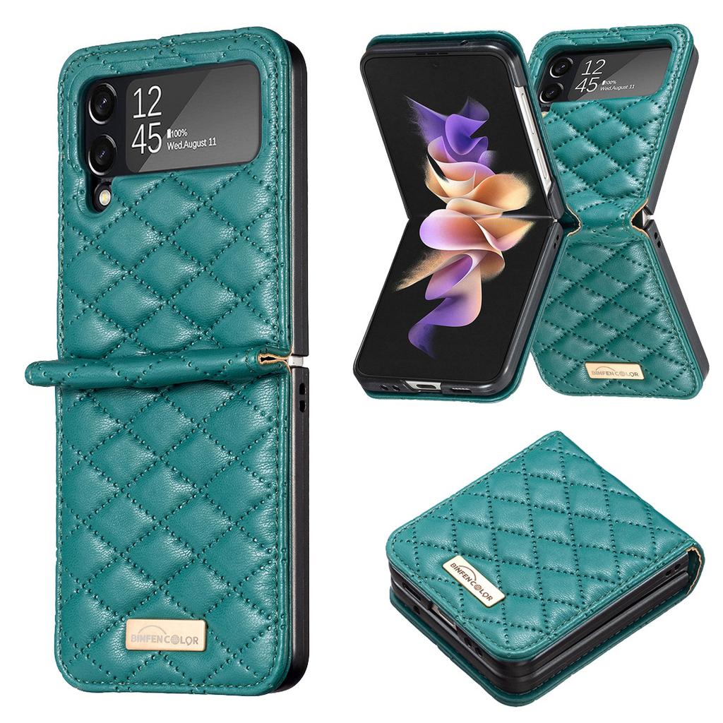 Anwendbar für Samsung Z Flip7 Handyhülle Z FLIP5 Rautenmuster Kleiner Duftiger Stil Einfarbige Faltbare Handyhülle