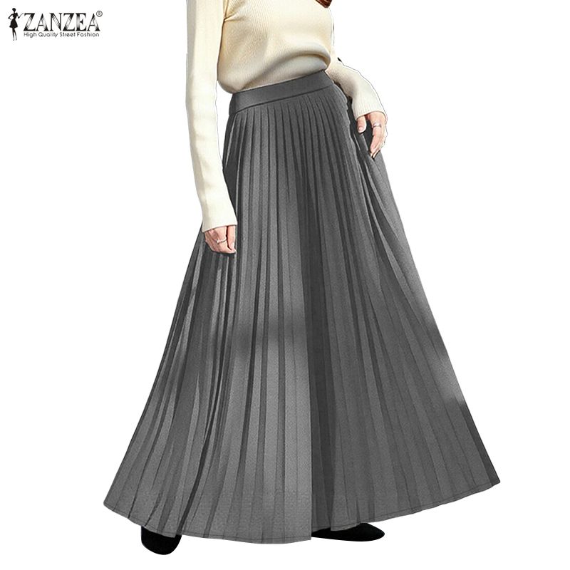 ZANZEA Lässige, elastische Taille, einfarbig, lockere, lange Röcke für Damen