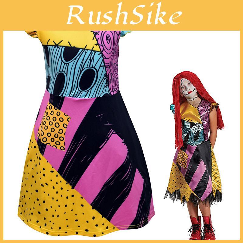 Enchanting Nightmare Before Christmas Sally Dress Costume For Girls Soft And Durable