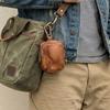 Men's Coin Purse, Genuine Leather Mini Coin Wallet Zipper Pocket with Back Belt Loop, Lightweight  Keychain Pouch for Men