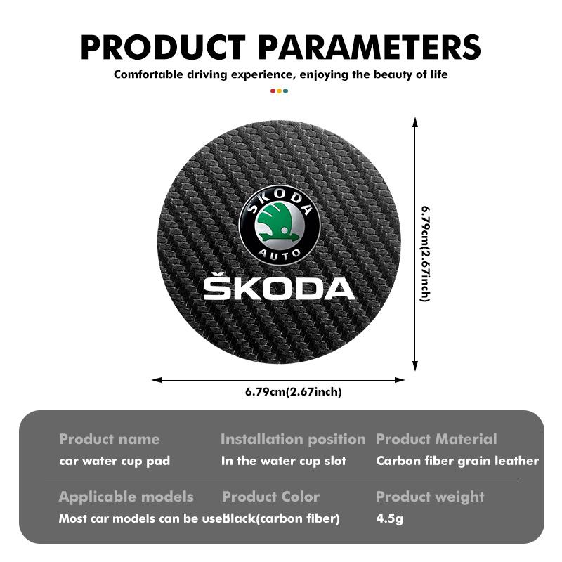 2 Stück Auto Kohlefaser Untersetzer Anti-Rutsch Wasserbecher Getränkeunterlage Für Skoda Kamiq Karoq Octavia 2 3 Rapid Scala Kami Fabia VII VRS