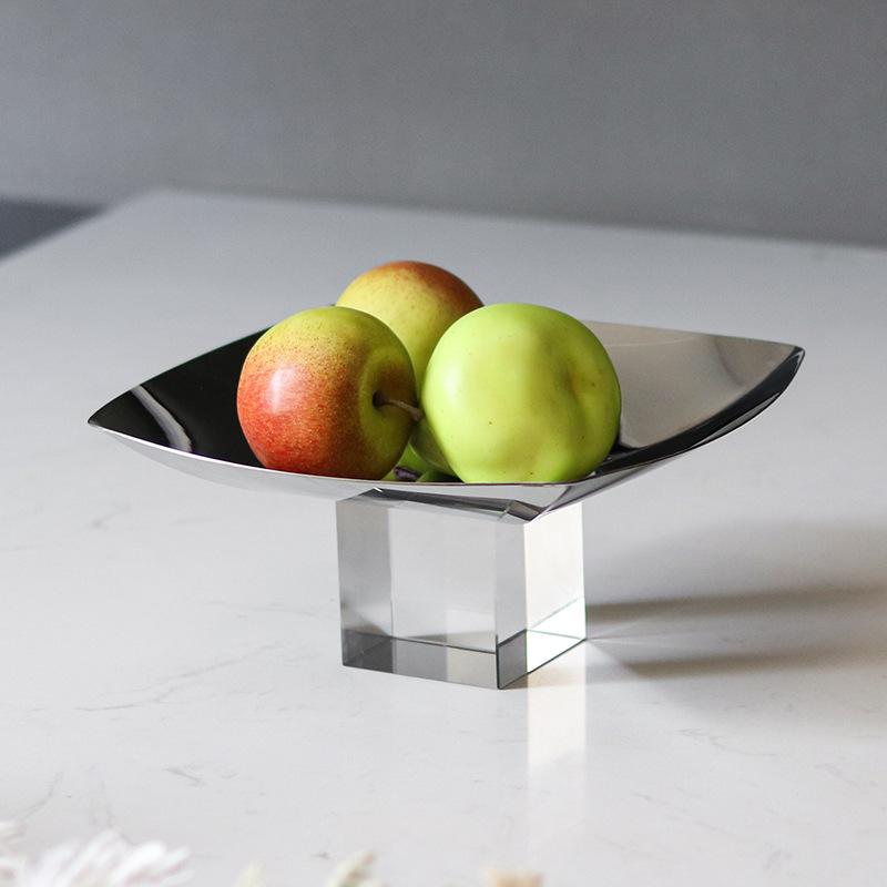 High Footed Crystal Pillar Base Fruit Tray Luxury Fruits Trays Decorative Fruit Plate Modern Fruits Plates Table Decoration