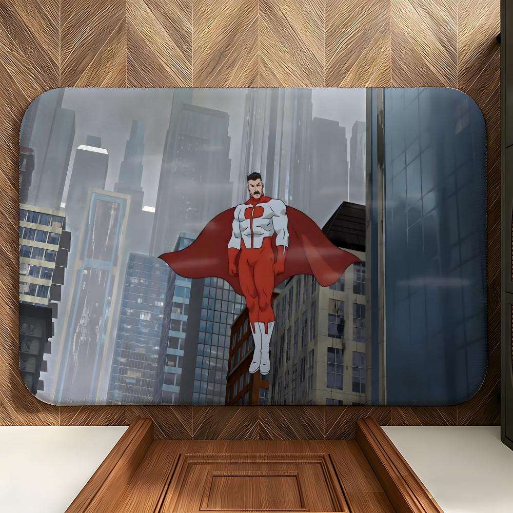 Animation I-Invincible H-Hero Floor Mat Soft Flannel Floor Mat Suitable for Entryways, Living Rooms, Bedrooms, and Bathrooms