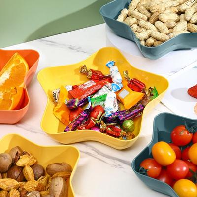 Piatto a forma di stella a cinque punte in plastica per alimenti, vassoio da portata per snack, frutta secca, cibo, ciotola, supporto per piatti, forniture da cucina