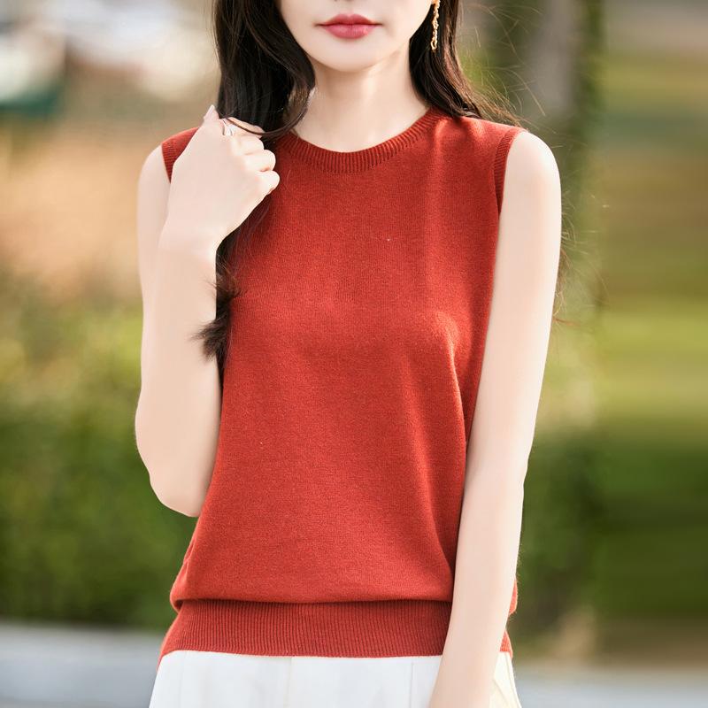 

A Sleeveless Halter Top with A Round-neck Knitted Vest for Spring and Summer Paired with A Casual Base Layer Top XXL красный/оранжевый