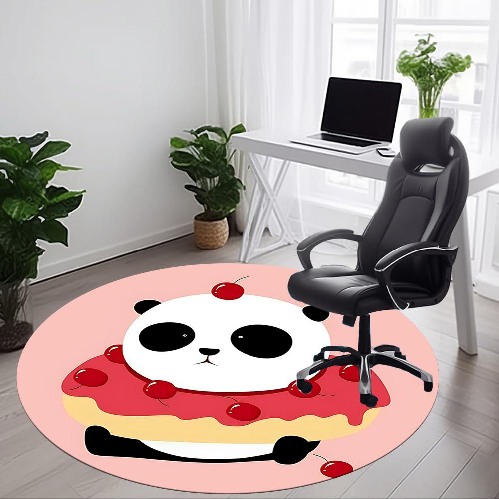 1pc Panda Donut Office Round Area Rug, Indoor Mat Suitable For Office, Under Office Chairs Bedroom Living Room Home Decor, Room Deco