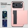 Armor Slide Card Case for iPhone 16e 17 16 Pro Max 16 Plus Card Slot Holder Wallet Slide Cover Shockproof Protection Phone Cover