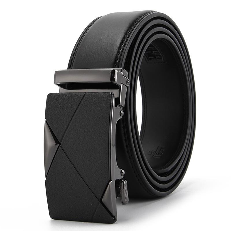 Frosted Automatic Buckle Edge Two-Layer Cowhide Belt, Business And Leisure Men'S Trendy Belt