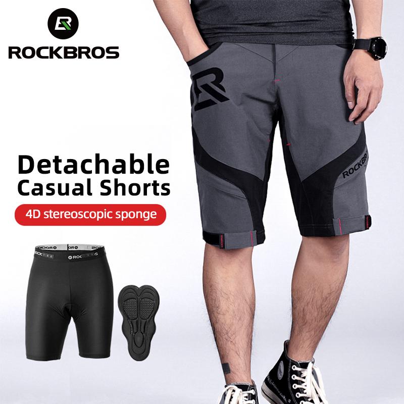 ROCKBROS Cycling Men's Shorts MTB Road Bike Shorts Summer Outdoor Sports Biker Shorts Climbing Breathable Quick Dry Double Layer
