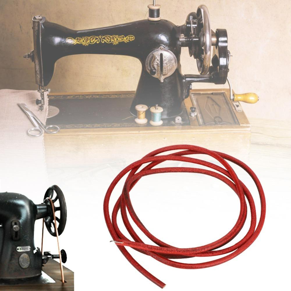 2pcs Red Color Sewing Machine Belt Cowhide Replacement Leather Belt Foot Pedal Belt Household Use