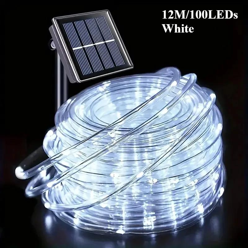 LED Solar String Lights Garden Waterproof Tube Rope Lamp Christmas Garland Fairy Lights For Outdoor Holiday Decoration Lighting