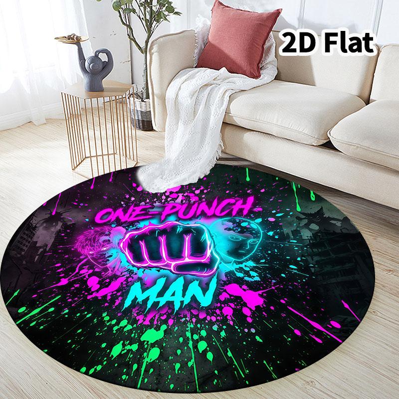 Onepunch Man Round Area Rug Carpet Rug For Living Room Bedroom Sofa Playroom Decor Nonslip Floor Mat