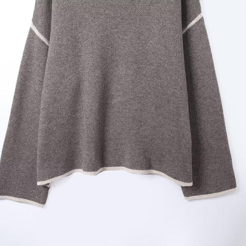 European Autumn Women's Color Block Knit Sweater 2025