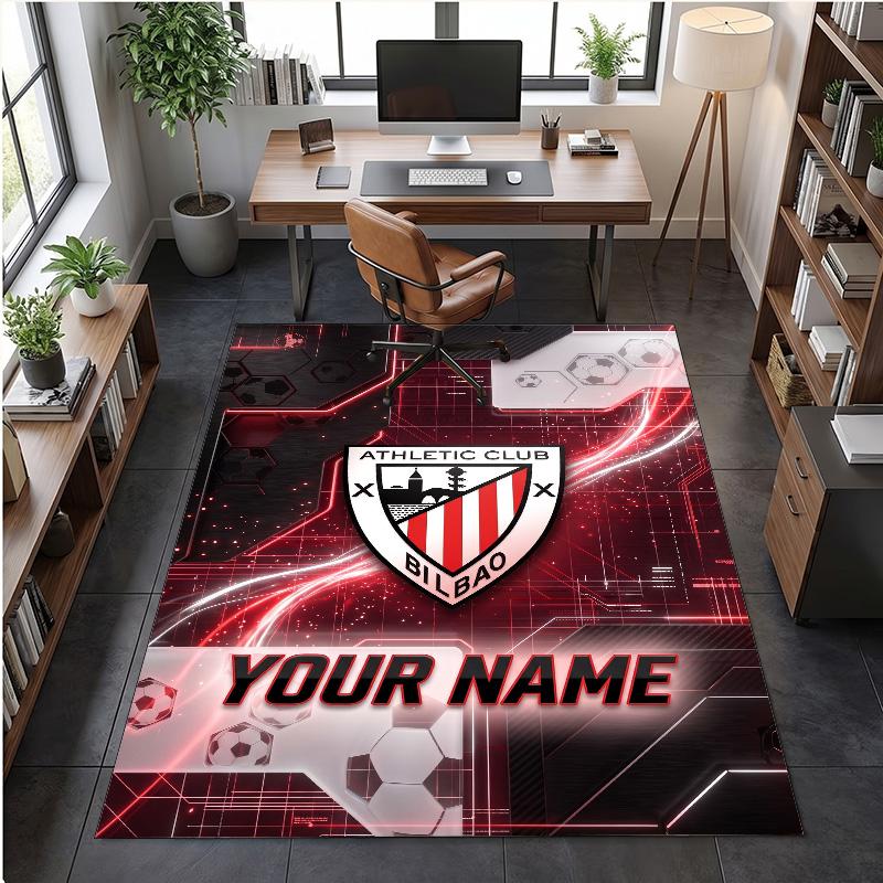 Crystal Velvet Rug Athletic Bilbao FC Print Custom Name Text Floor Mat Home Decor