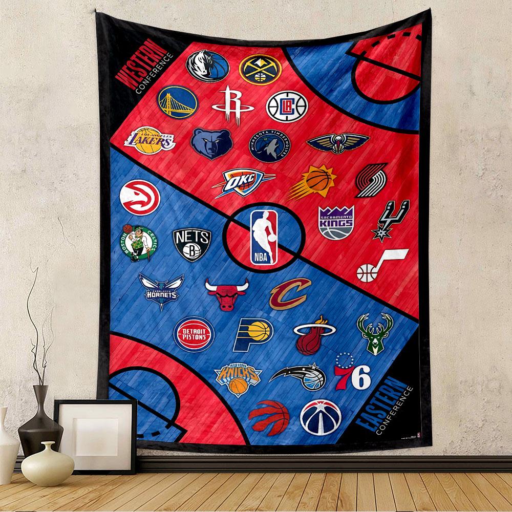 Philadelphia 76ers Tapestry Wall Hanging, NBA Basketball Team Logo Poster, Sports Wall Decor for Bedroom Living Room Dorm